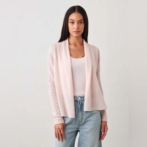 White + Warren Cashmere Mini Trapeze Cardigan Rose Quartz Small NWT